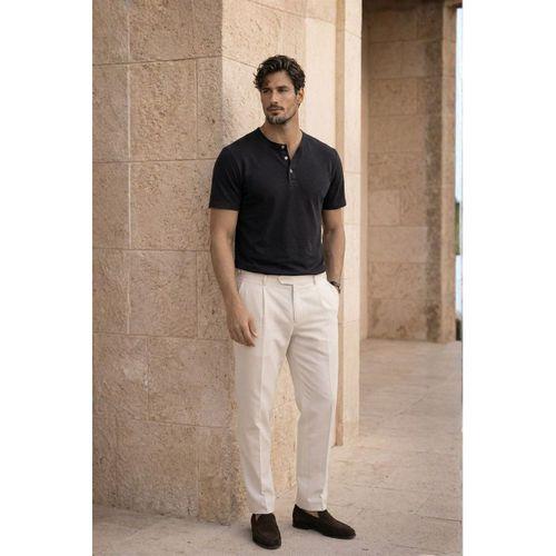 Edgar Regular Fit 3 Düğmeli Pat Flamlı Suprem Kumaş Pis Yaka Erkek T-Shirt - Siyah