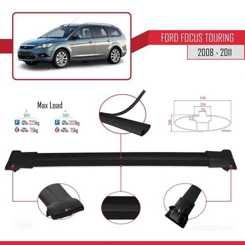 Ford Focus TOURING 2008-2011 Arası ile Uyumlu FLY Model Ara Atkı Tavan Barı SİYAH 3 ADET BAR