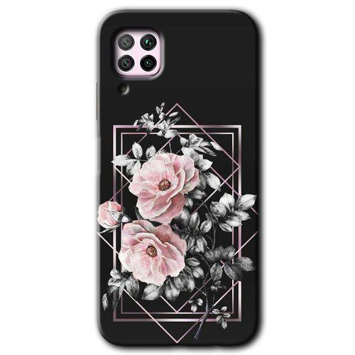 Potkal Hediye Fabrikası Huawei P40 Lite HD Baskılı Kılıf + 9D Tam Ekran Koruyucu - Retro Çiçek 1