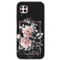 Potkal Hediye Fabrikası Huawei P40 Lite HD Baskılı Kılıf + 9D Tam Ekran Koruyucu - Retro Çiçek 1