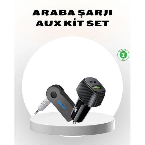 Bluetooth Aux Çevirici Ve Pd Destekli Araç Şarj Cihazı 2’li Set