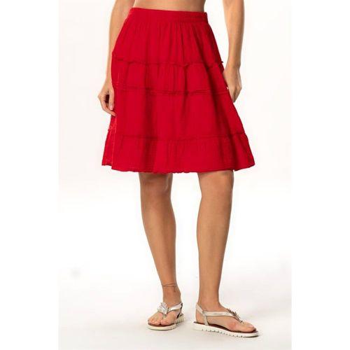 Benan Beli Lastikli Kısa Yazlık Müslin Etek Kırmızı Krmz