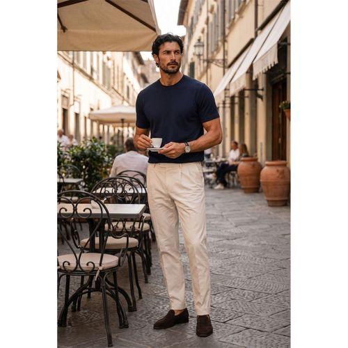 Kwon Bisiklet Yaka Basic Kısa Kollu İnce Triko Erkek T-Shirt - Lacivert