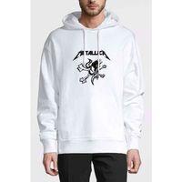 Metallica Skull Baskılı Beyaz Erkek Kapşonlu Sweatshirt