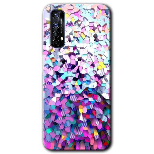 Realme 7 Kılıf HD Desen Baskılı Arka Kapak + Temperli Cam - Mosaic Fragments Colorfull
