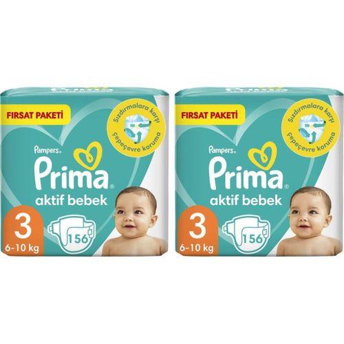 Prima Bebek Bezi Aktif Bebek 3 Beden 312 Adet 2 Aylık Fırsat Paketi