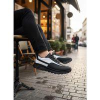 BA0246 Siyah Beyaz Parçalı Bağcıklı Yüksek Taban Günlük Erkek Ayakkabı