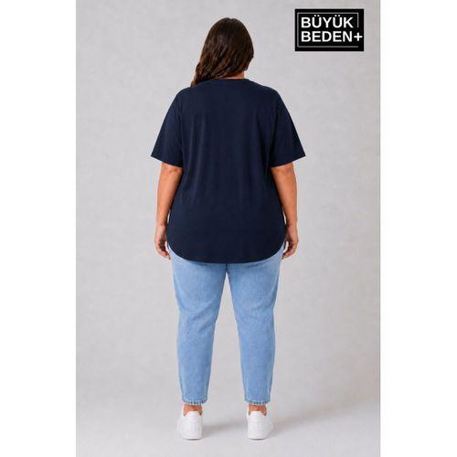 Süperlife Büyük Beden Kadın Bisiklet Yaka Basic Oval Etek Detalylı 3xl-6xl Uzun Tunik SPR26BTSK502