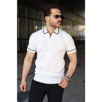 Erkek Dokulu Desen Yakalı Kısa Kollu Tişört