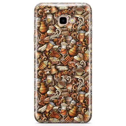Samsung Galaxy J4 Plus Kılıf Kahve Dünyası Doodle Arka Kapak Koruma Desenli Full Koruyucu