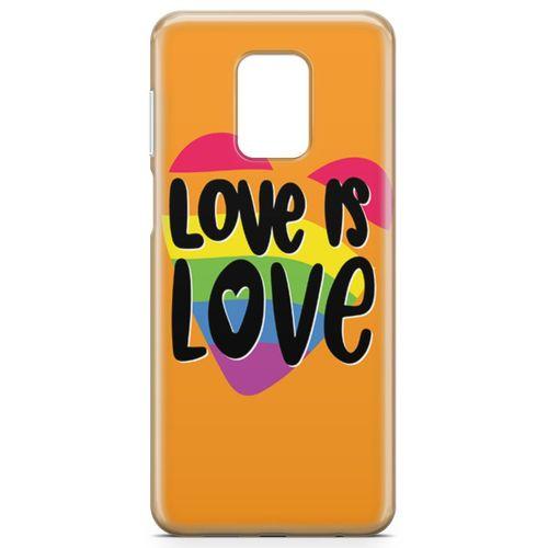 Xiaomi Redmi Note 9s Kılıf Love is Love Kalpli Turuncu Arka Kapak Koruma Desenli Full Koruyucu