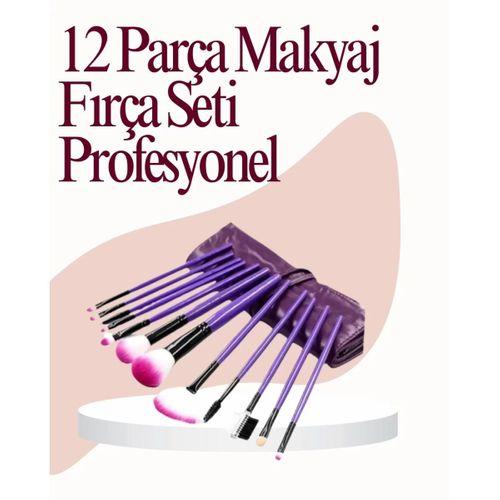 Yumuşak Fiber Kıllardan Oluşan 12'li Makyaj Fırçası Seti Göz Farı Allık Ve Kontür İçin