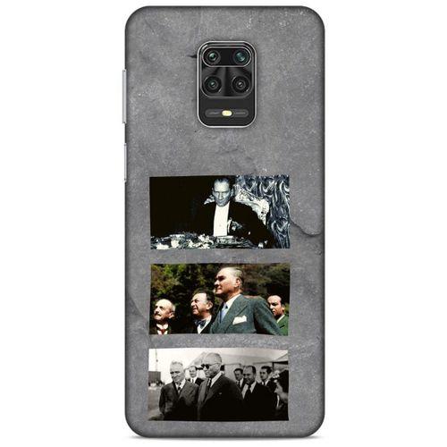 Xiaomi Redmi Note 9 Pro Kılıf Atatürk (12) Koruyucu Silikon Gri