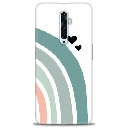 Oppo Reno 2Z Kılıf HD Baskılı Kılıf - Gökkuşağı ve Kalpler + Tam Ekran Koruyucu