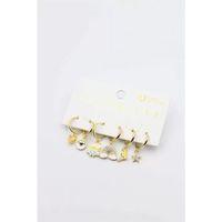 Renkli Taşlı Set Küpe - Altın