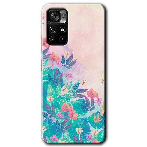 Xiaomi Poco M4 Pro 5G HD Baskılı Kılıf + 9D Tam Ekran Koruyucu - Çizim Yapraklar