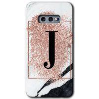 Potkal Hediye Fabrikası Samsung Galaxy S10e Kılıf HD Desen Baskılı Arka Kapak - Pembe Mermer Desenli J Harfi