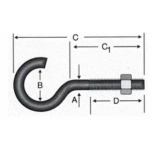 Açık Metrik Kanca M4 - 100 Adet