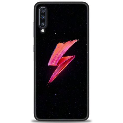 Samsung Galaxy A70 Kılıf HD Baskılı Kılıf - Pembe Şimşek + Tam Ekran Koruyucu
