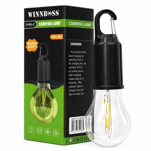 USB Şarjlı Rustik Kamp Lambası - 3 Kademe, Mandallı Askılı