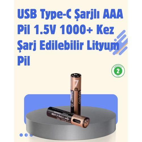 Usb Type-c Şarjlı Aaa Lityum Pil 1000+ Şarj Döngüsü İle Uzun Ömür