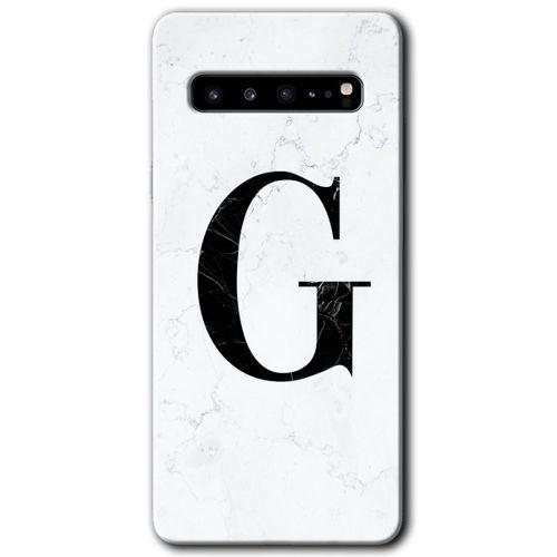 Samsung Galaxy S10 Plus Kılıf HD Desen Baskılı Arka Kapak - Beyaz Mermer Desenli G Harfi