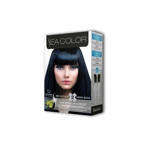 2 Tüp Krem Saç Boyası Seti Mavi Siyah No:1.1