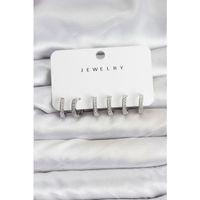 Gümüş Renk Pirinç Zirkon Taşlı Halka Kadın Küpe Seti