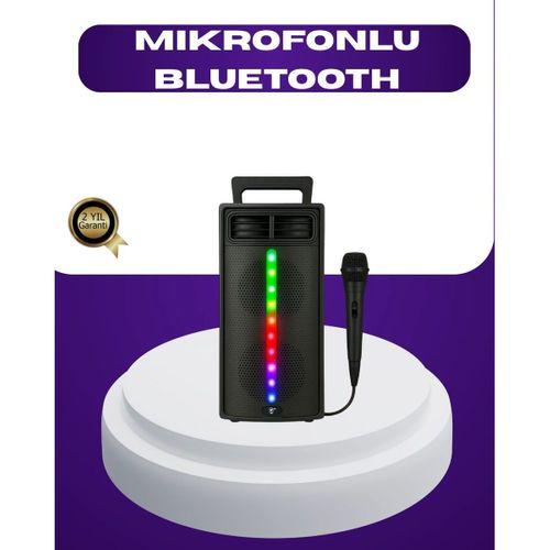 Bluetooth Işıklı Hoparlör – 2x5w Güç | Usb + Tf Kart + Fm Radyo | Siyah Renk