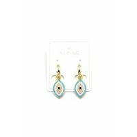 Mineli Nazar Küpe - 14K Altın