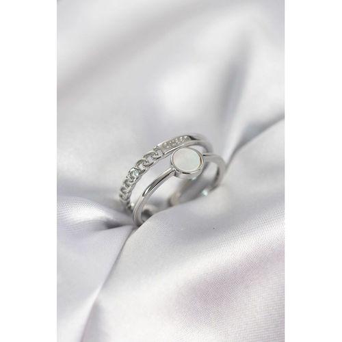 Minimal Queen Yazılı Gümüş Renk Pirinç Kadın Yüzük