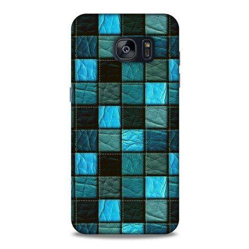 Samsung Galaxy S7 Edge Kılıf Patchwork (27) Tasarımlı Kılıf Turkuaz Siyah