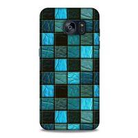 Samsung Galaxy S7 Edge Kılıf Patchwork (27) Tasarımlı Kılıf Turkuaz Siyah