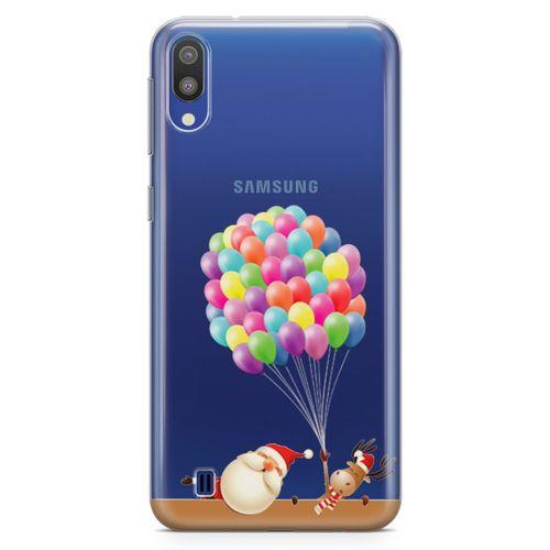 Samsung Galaxy M10 Kılıf Balon Noel Geyik Arka Kapak Koruma Desenli Full Koruyucu