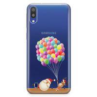 Samsung Galaxy M10 Kılıf Balon Noel Geyik Arka Kapak Koruma Desenli Full Koruyucu