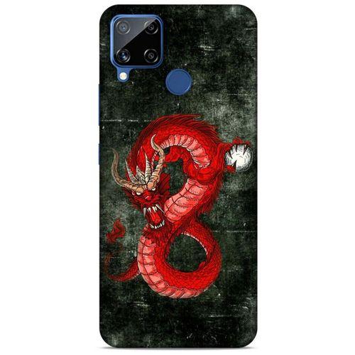 Oppo Realme C15 Kılıf Dragons (23) Ultra Koruma Kılıfı Tatoo Kırmızı Ejderha