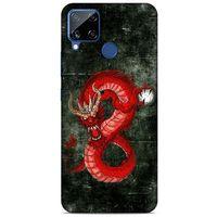 Oppo Realme C15 Kılıf Dragons (23) Ultra Koruma Kılıfı Tatoo Kırmızı Ejderha