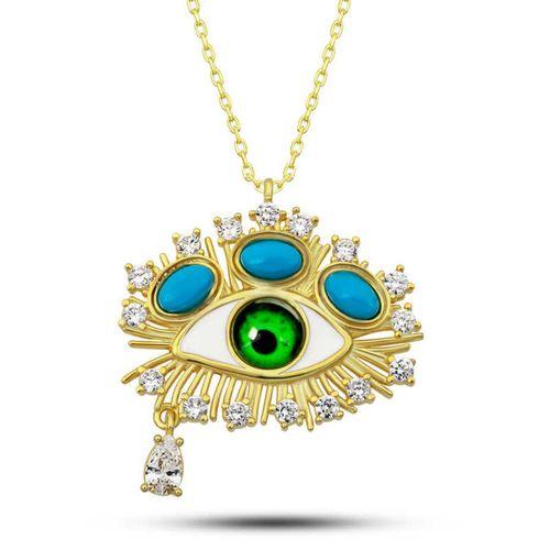 Gümüş Gold Gözyaşı Damlası Koruyucu Bakış Kolye