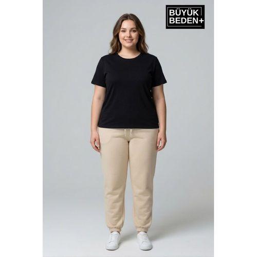 Kadın Büyük Beden Paça Lastikli İki İplik Rahat Kalıp ince Eşofman Altı SPR26BEAK951