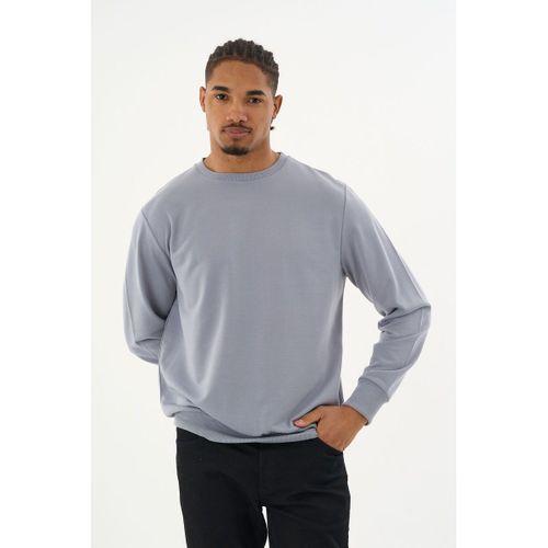 Süperlife Erkek Gri Bisiklet Yaka Ribanalı Regular Fit Sweatshirt spr26swk930