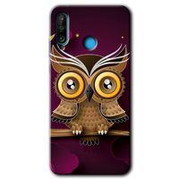 Huawei P30 Lite Kılıf HD Desen Baskılı Arka Kapak - Owl Bird Branch + Kırılmaz Cam