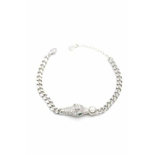 Zirkon Taşlı Leopar Bileklik - Gümüş