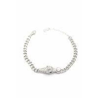 Zirkon Taşlı Leopar Bileklik - Gümüş