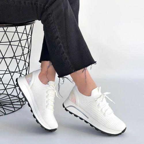 Feort Beyaz Triko Bağcıklı Spor Ayakkabı