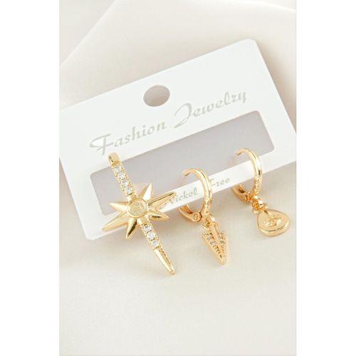 3 Adet Yıldız Zirkon Taşlı Küpe