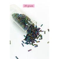 Uzun Boru Kesme Boncuk Çap 2mm Uzunluk 10 mm - 20 Gram - Mavi Yeşil - BNC230