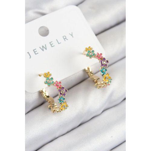 Pirinç Renkli Papatya Model Gold Renk Kadın Küpe