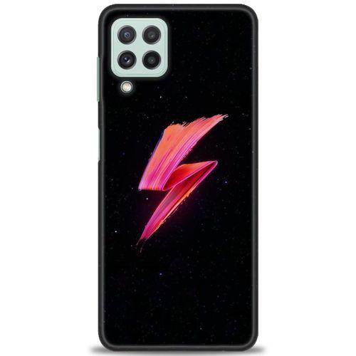 Samsung Galaxy A22 Kılıf HD Baskılı Kılıf - Pembe Şimşek + Tam Ekran Koruyucu