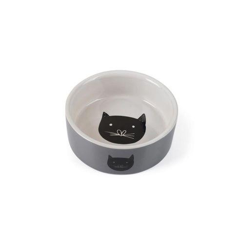 Beeztees Kedi Mama Su Kabı, Seramik, Gri, 11,5cm, 180ml