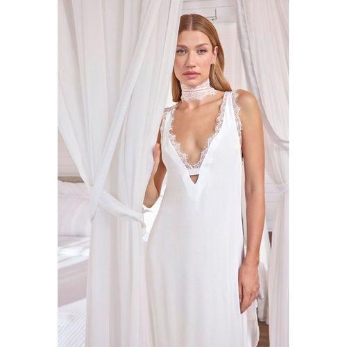 Göğüs Ve Sırt Dekolteli Dantelli Saten Gecelik